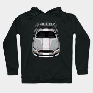 Ford Mustang Shelby GT350R 2015 - 2020 - Avalanche Grey - White Stripes Hoodie